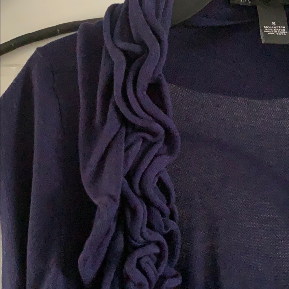INC blue, ruffle, cardigan size S